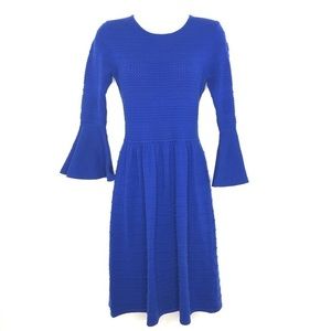 Vince Camuto Flare & Flare Bell Sleeve Dress Blue